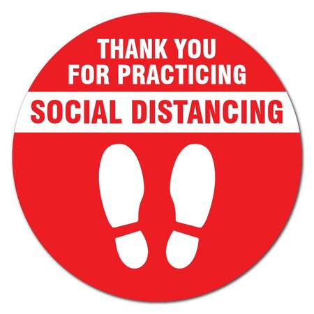 Signmission Thank You For Social Distance Red Non-Slip Floor Graphic, 12PK, 7 in L, 7 in H, FD-C-7-12PK-99993 FD-C-7-12PK-99993